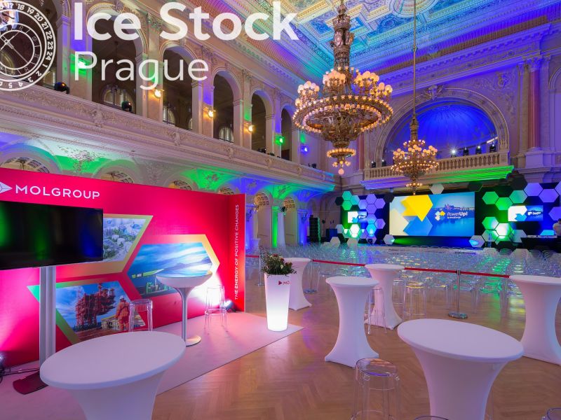 Set up for a conference in Prague